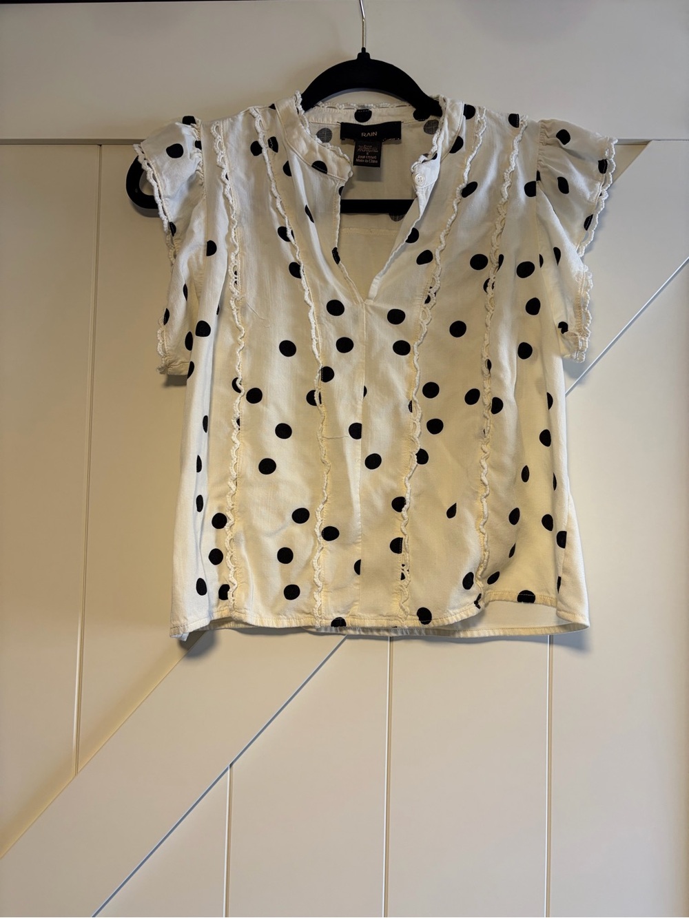 Milano White Polka Dot Ruffle Sleeve Top